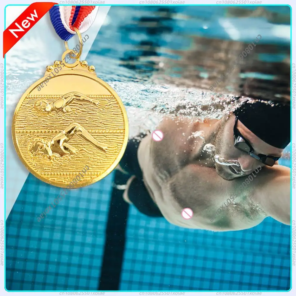 

Медали для плавания 5 см с лентой на шею: золотые/серебряные/бронзовые медали 1-го/2-го/3-го места для спортивных соревнований