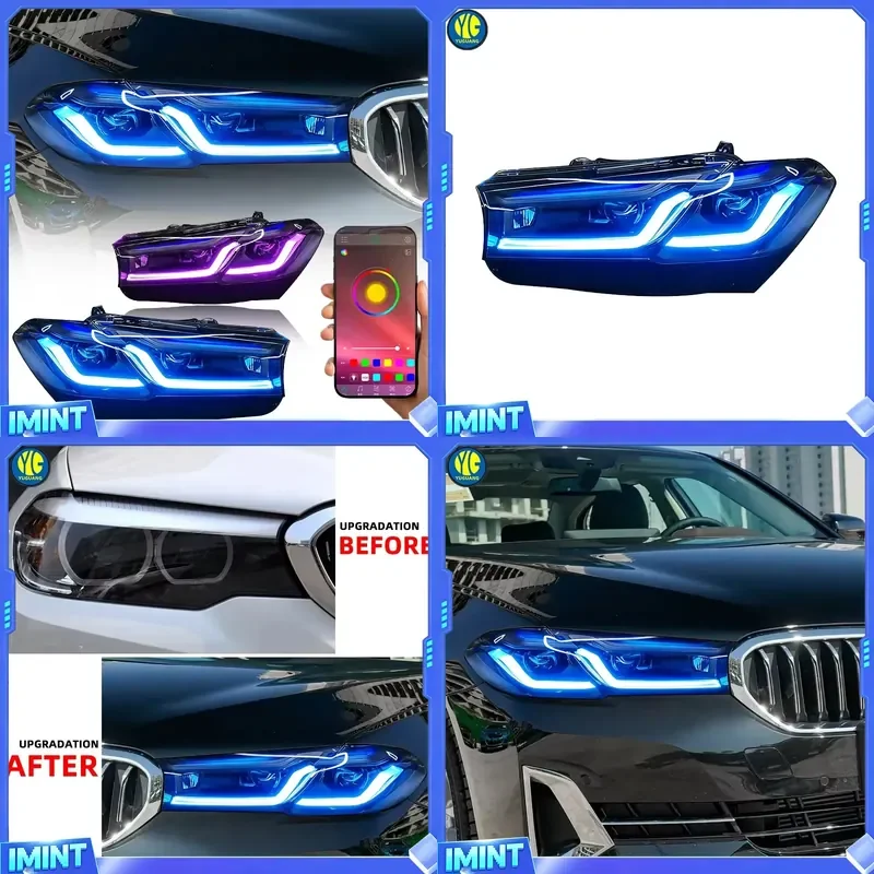 YU GUANG for 5 Series G30 Headlights Plug and Play 2018-2020 G30 LED Headlamp Upgrade RGB New DRL Accessories 12V Head