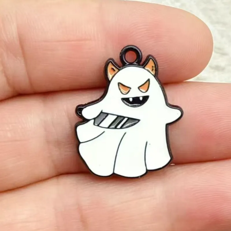 10pcs Cute Ghost Enamel Charms Brooch Halloween Spoof Pendants For Making DIY Cosplay Accessories 4