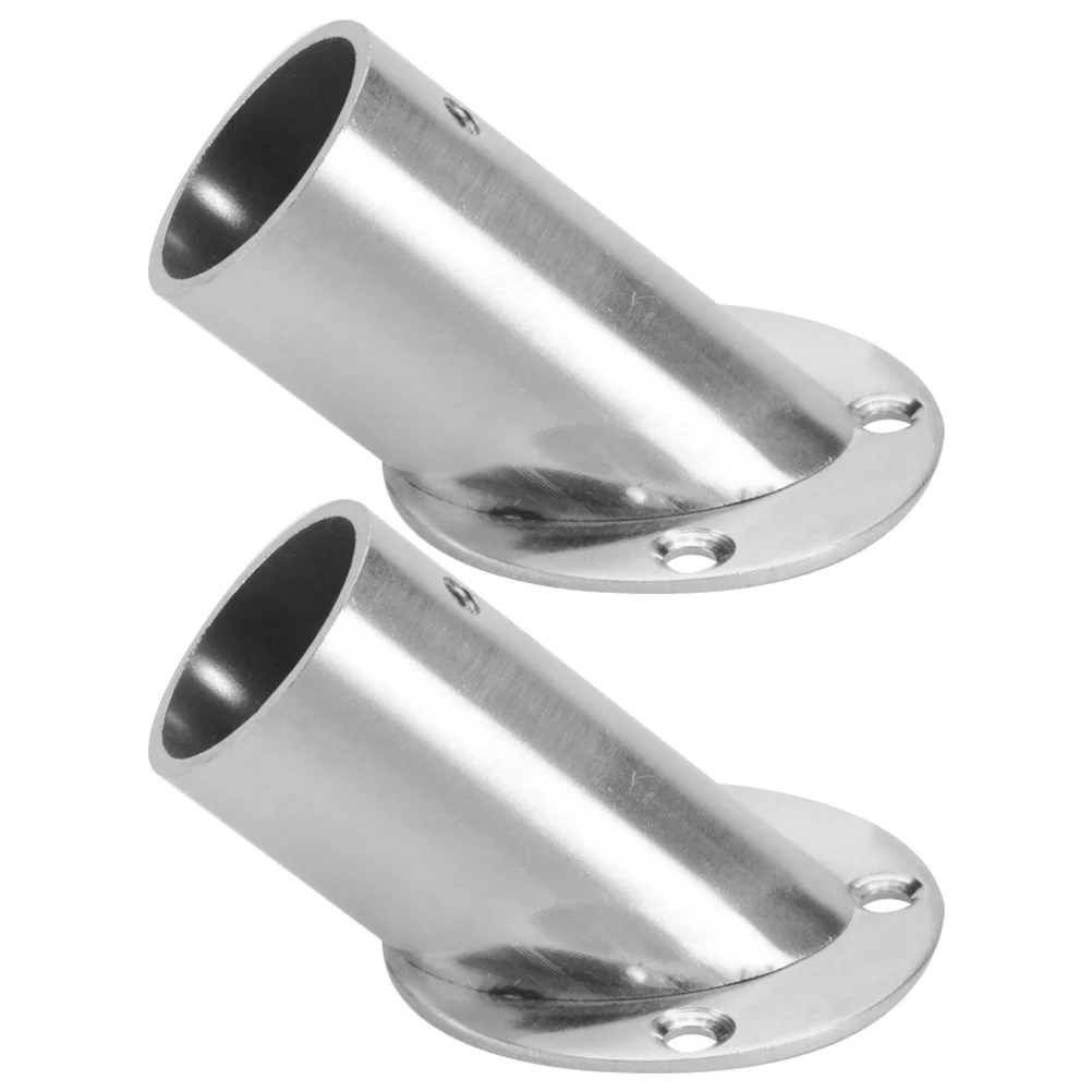 

2 Pcs Angled Clothes Rail Curtain Rods Closet Flange Holders Triangle Shower End 201 Stainless Steel Brackets Pole Socket