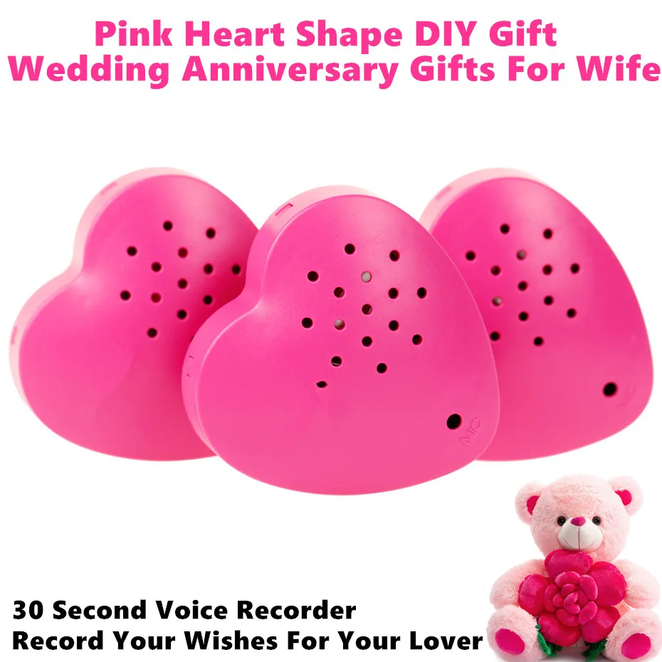 Pink Voice Recorder Wedding Anniversary Gifts For Wife Recordable Button Record Your Wishes For Your Lover DIY Holiday Gifts