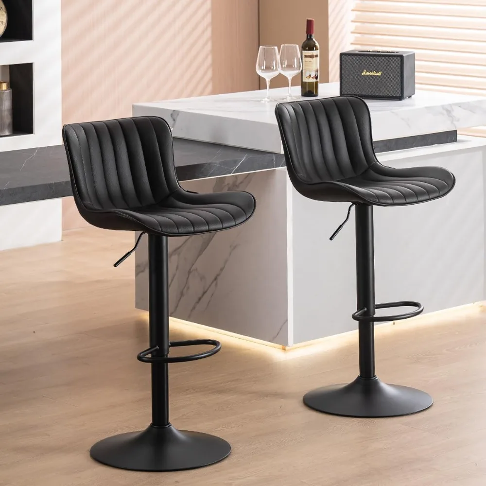 

Counter Height Bar Stools for Kitchen Island 24 inch Metal Black Barstools Set of 2 Adjustable Swivel Counter Stool with Back