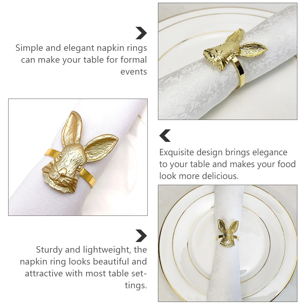 

2pcs Bunny Napkin Rings Simple Elegant Design Sturdy Lightweight Table Decoration for Weddings Parties Holidays Rabbit Shape
