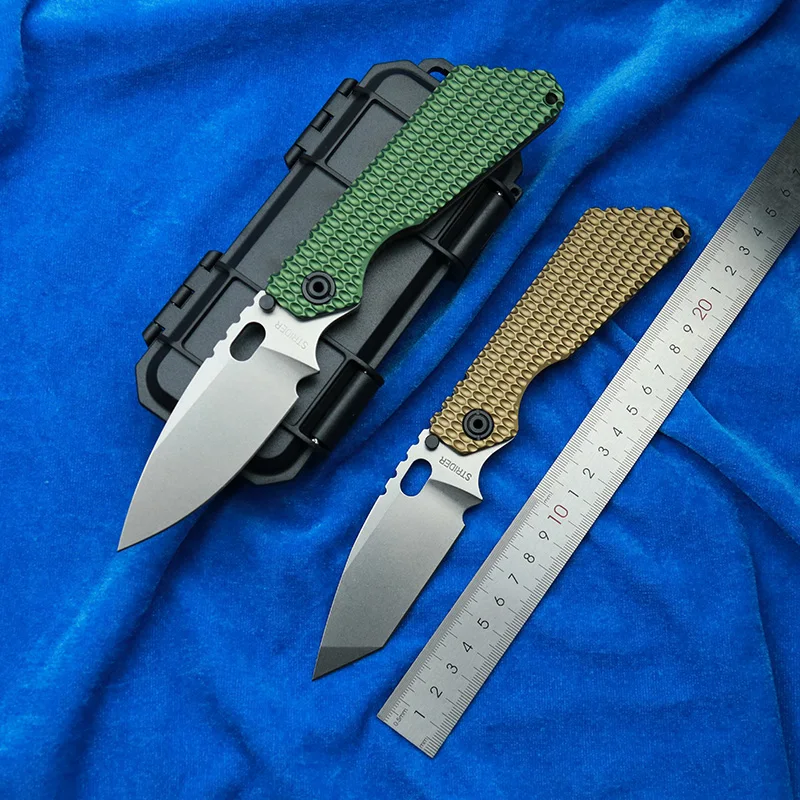 LEMIFSHE Anodized Aluminum + titanium handle SMF  AUS10 Tanto blade copper washer folding knife camping hunting outdoor EDC tool