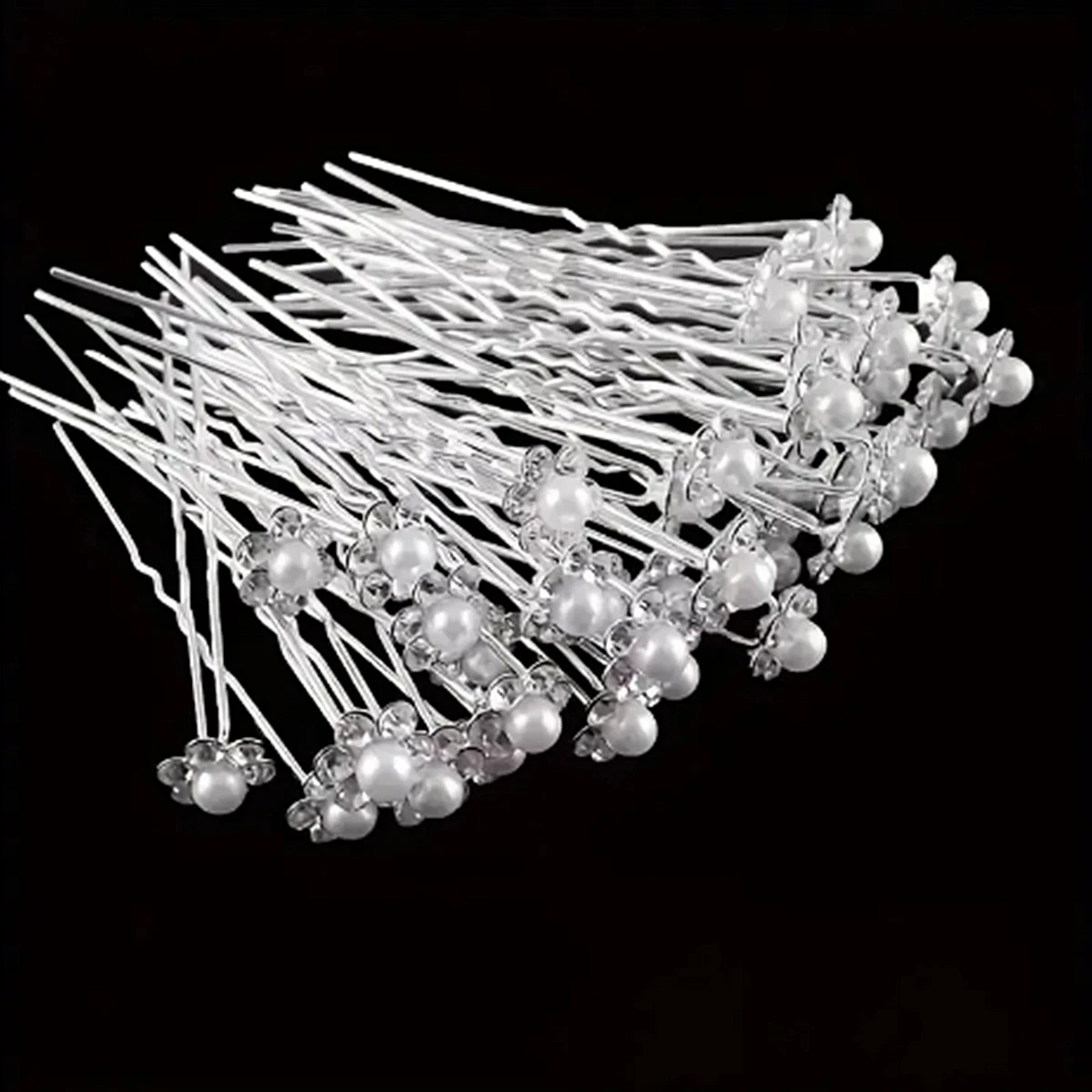 10/20 Pcs Bridal Headwear Pins Pearl Flower Luxurious Inlaid Diamond Hairpin Sweet Romantic U-shaped Curly Hair Fork Hair Clip