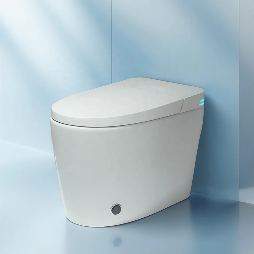 HKZX White Electric Ceramic Automatic Bidet Toilet Bowl Elongated S-trap Intelligent Siphon Jet Flushing Smart Toilet Remote Con