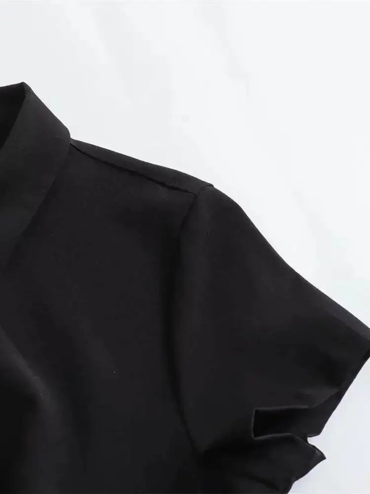 2025 Sunmer nuevo producto moda mujer Casual Polo cuello manga corta estilo camisa Mini vestido moda Sexy mujeres Tops M2W6