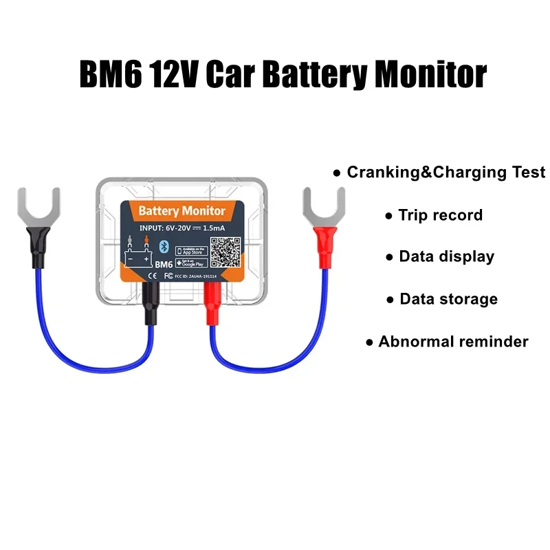 BM6 Wireless Bluetooth 4.0 12V Battery Monitory With Car Battery Health Check APP Monitoring Battery Tester For Android IOS