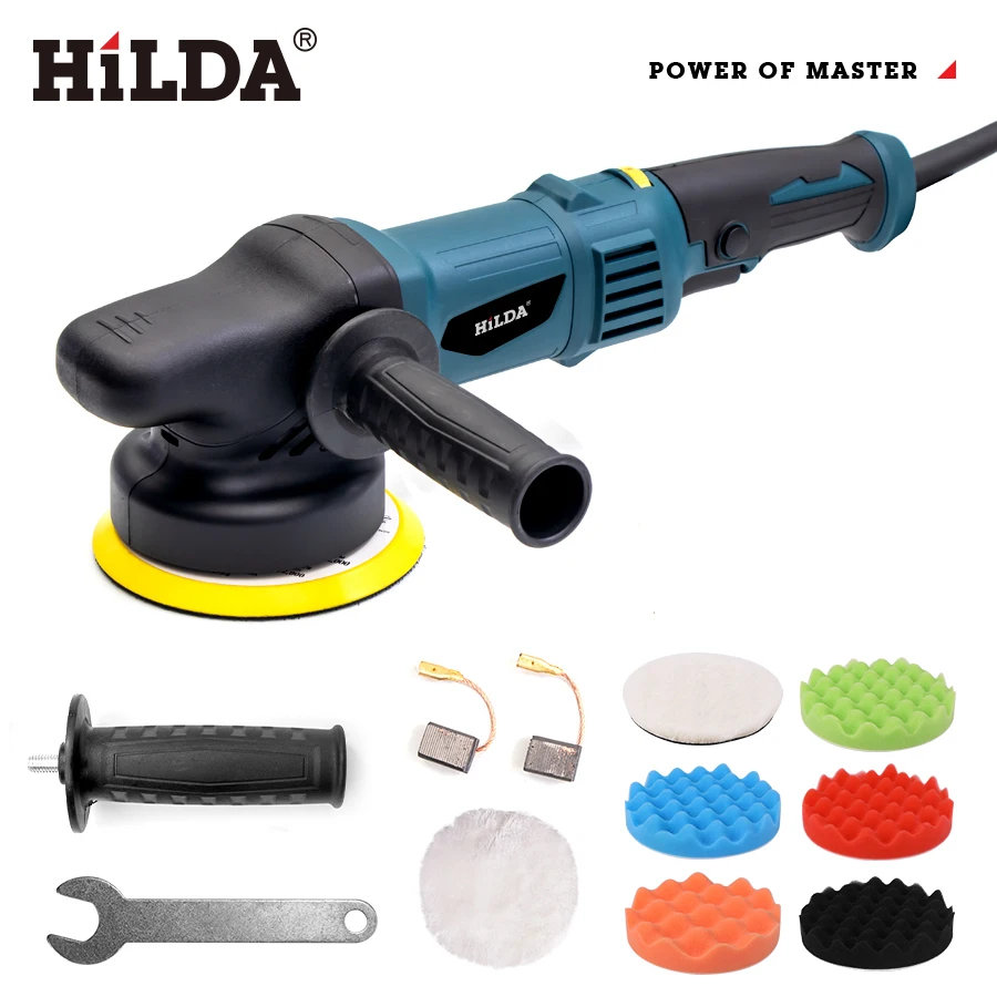 HILDA Car Polishing Machine 5inch Orbit Dual Action Auto Polisher Variable Speed Sander Buffing Waxing Machine 980W