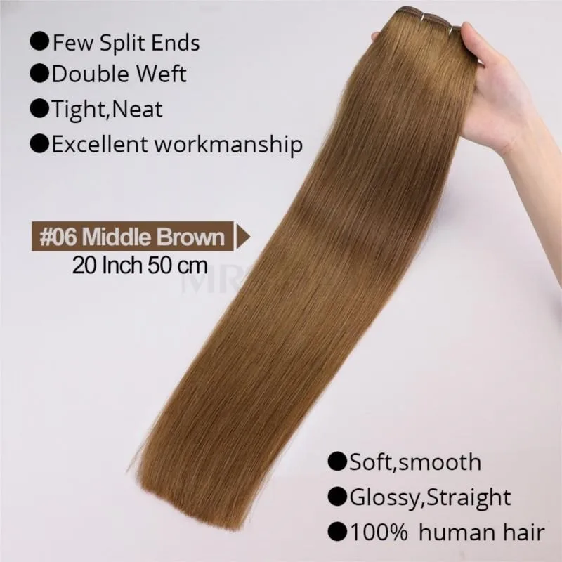 Fasci di capelli biondi 50 g/pacco Fasci da cucire Doppia trama Estensioni naturali reali dei capelli umani MachineRemy 12 16 20 24 pollici