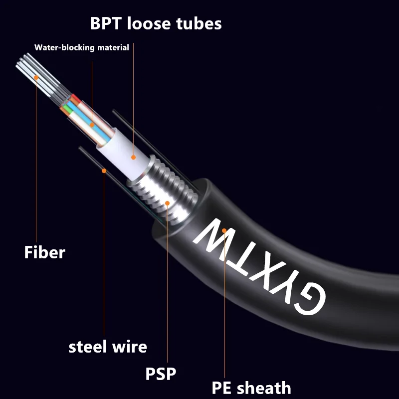 100meter LC Armored Optical Cable,Single-mode,2 4 6 8 12 core,GYXTW,Outdoor, Hard Not Soft Fiber Optic Cable, Out Dia 6mm