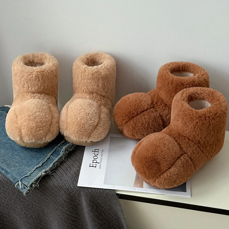 Kawaii Furry Cat Paw Slipper Fashion Imitation Fur Fluffy Slippers Women Comfort Flat Heel Cat Slippers Home Plush Warm Shoes image 4