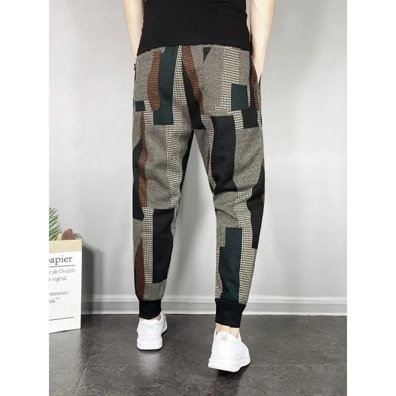 Pantalones informales de lana para hombre, ropa de calle, Otoño e Invierno