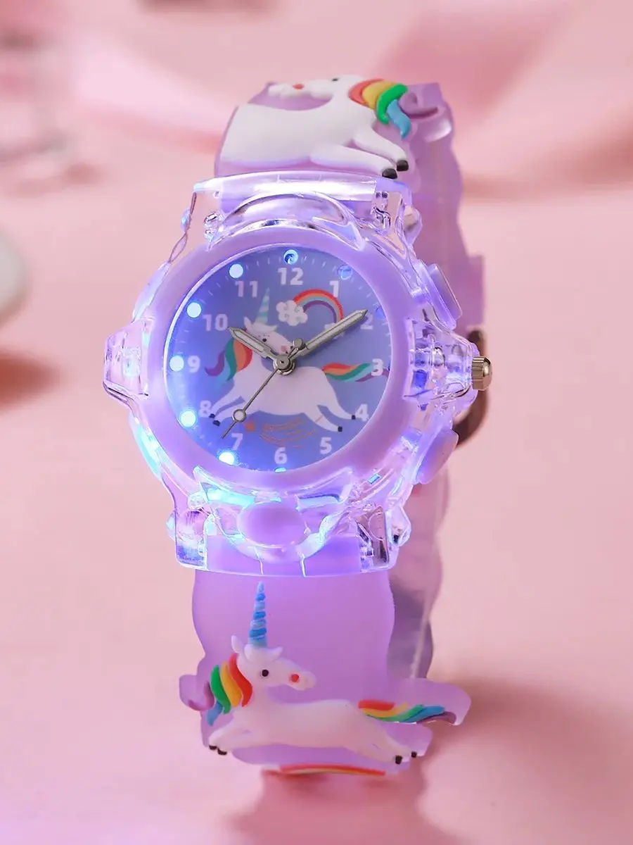 ساعة يونيكورن كارتونية جديدة من السيليكون، ساعة أطفال للطلاب، ساعة مضيئة خفيفة #6