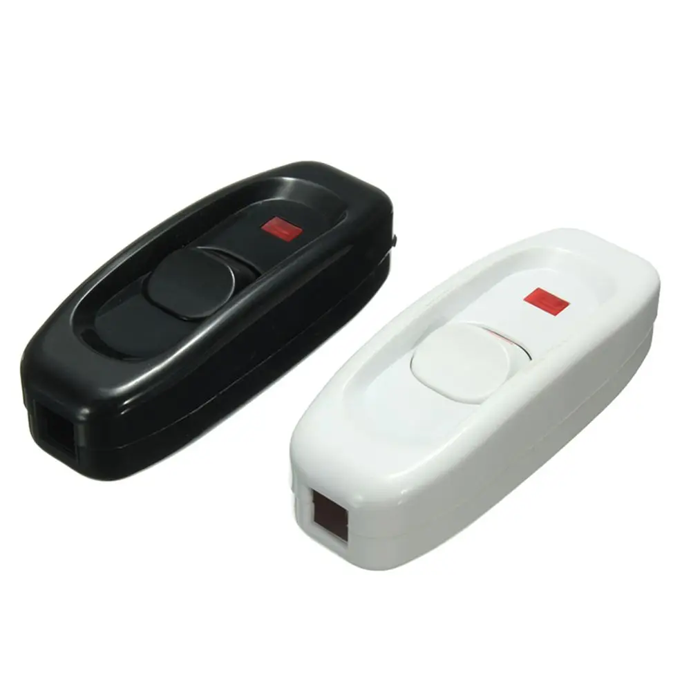 Button Black Table Lamp 110 250V 10A Desk Light Inline LED Cord Switch Indicator