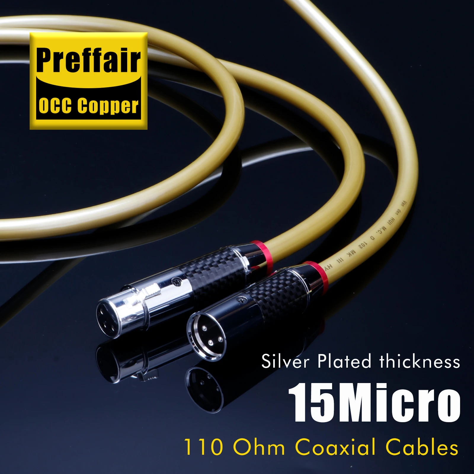 

Preffair X439 110 Ом 3-контактный коаксиальный цифровой балансировочный кабель XLR с родиевыми разъемами Сигнальный кабель аудио AES/EBU