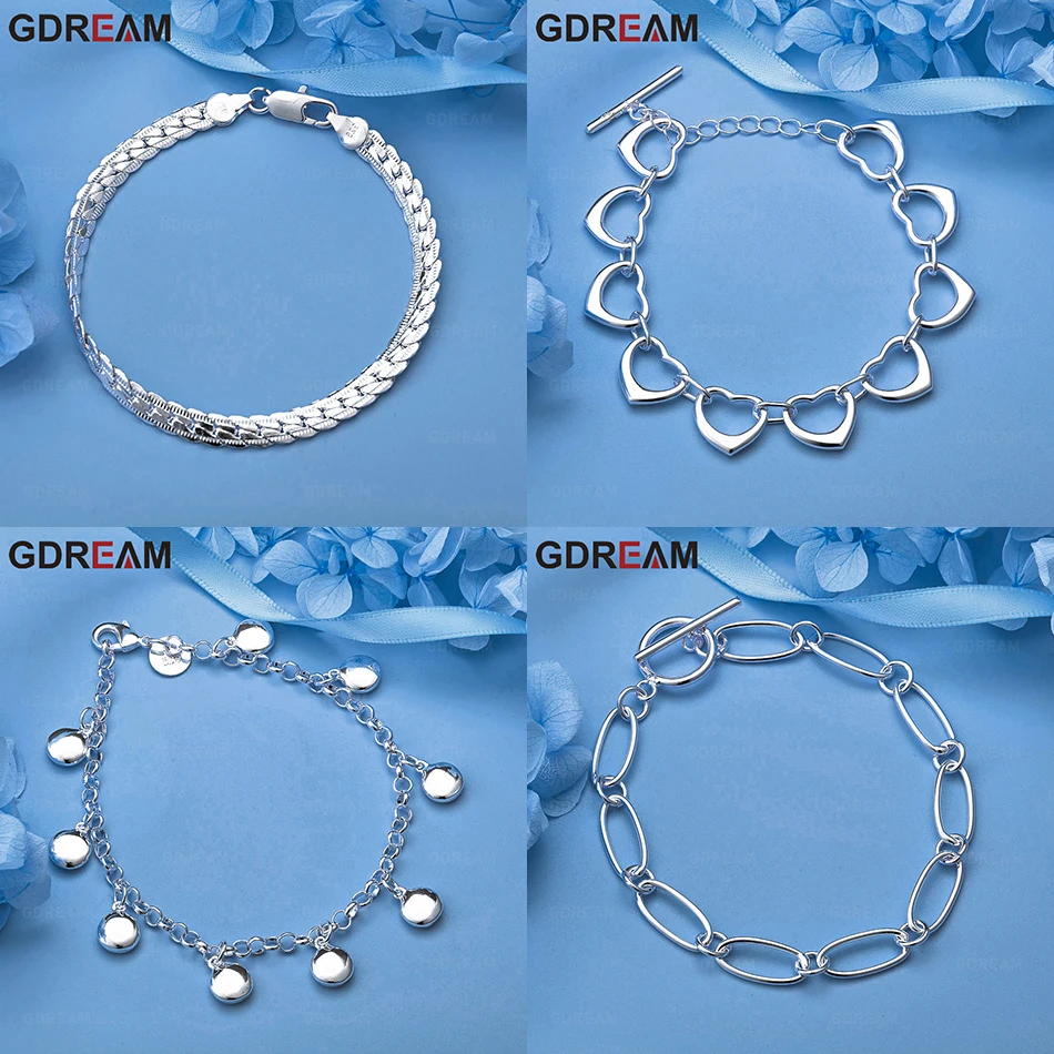 

GDREAM 925 Sterling Silver Hollow Ten Heart Bracelet Temperament Creative Women Engagement Jewelry