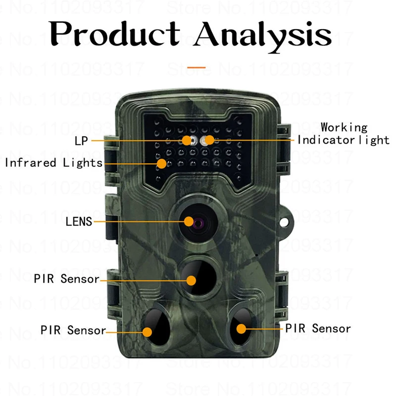 كاميرات الصيد 58MP 2.7K مع 940nm الأشعة تحت الحمراء للرؤية الليلية كاميرا خارجية برية لمراقبة الحياة البرية والكشافة PR1000
