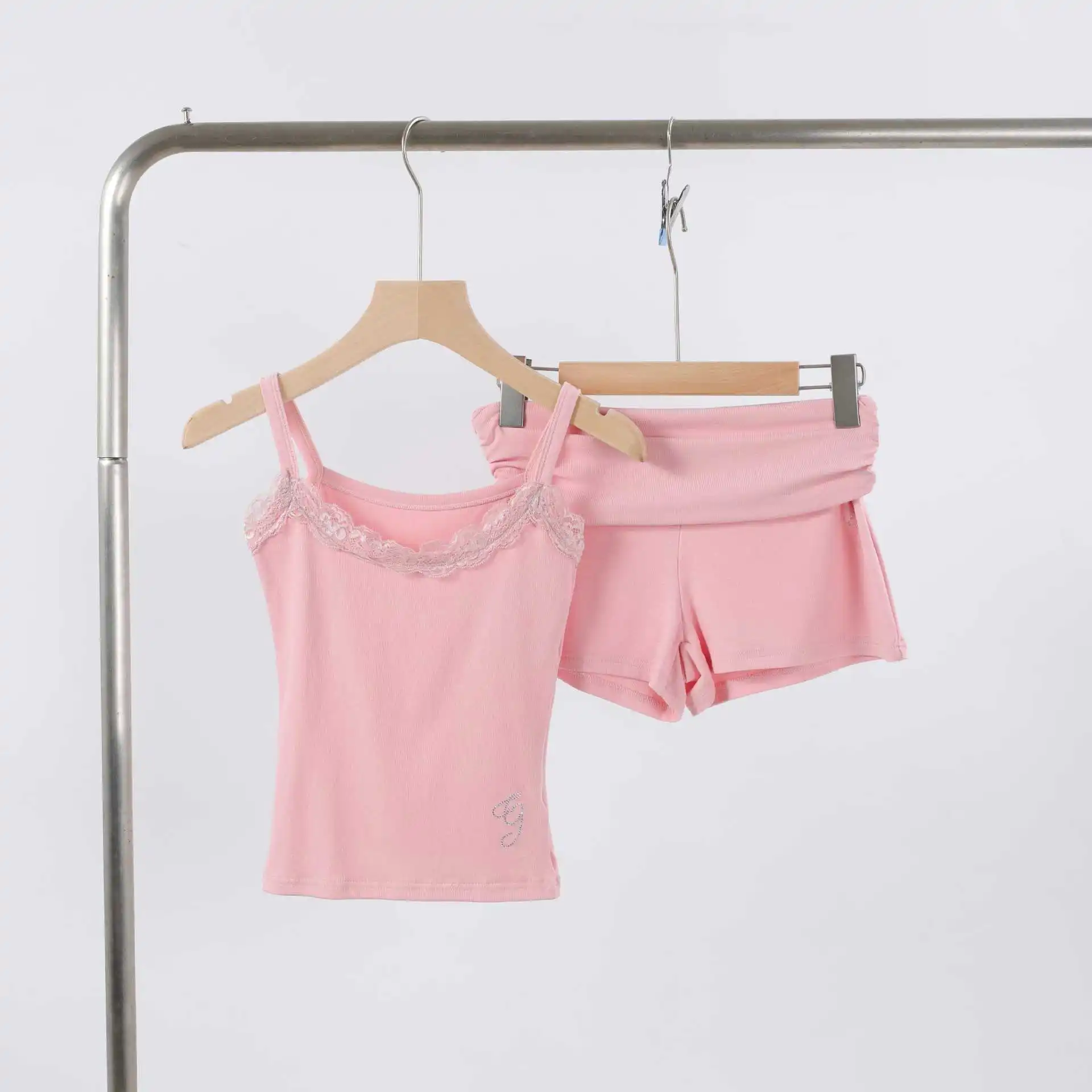 Iamgia Casual Shirt Hot Drill Modal Lace Lace 25ss Camisole Tank Top Shorts Trousers Outer Sexy Bar Set