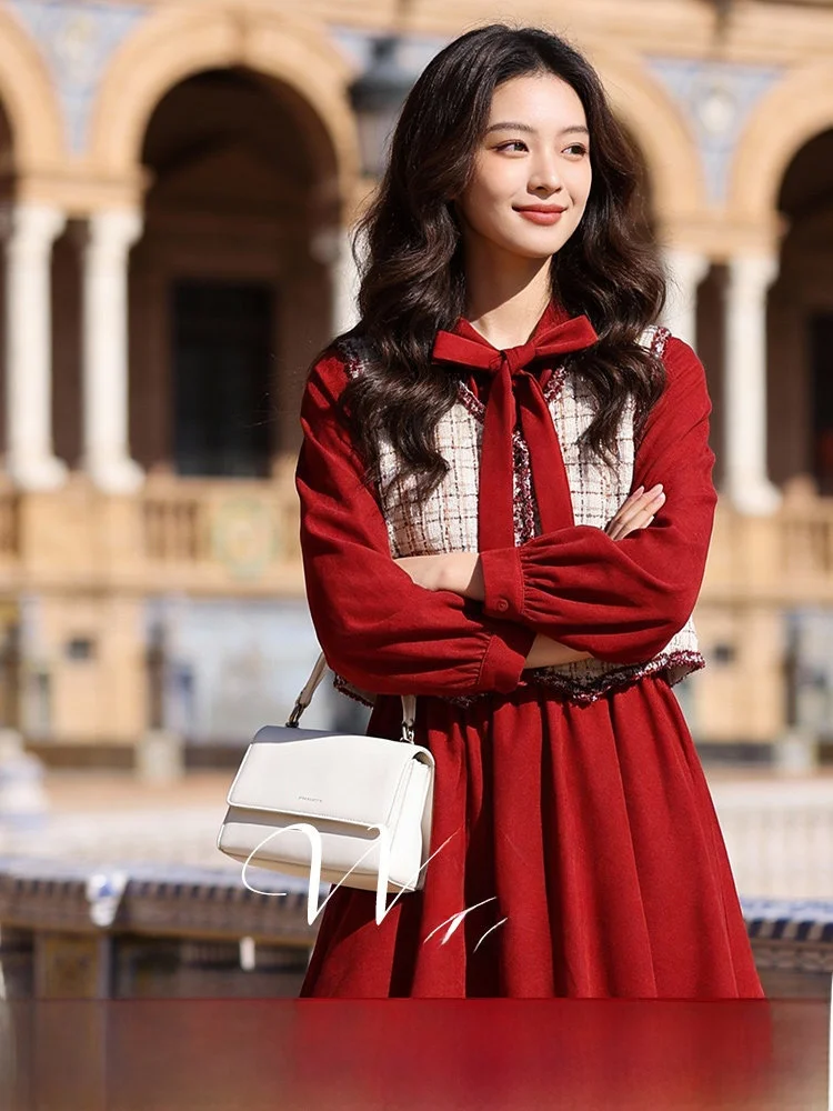 

plus Size Women's Faion Set Winter Season High Waist A-Line Skirt Long Sve Velvet Casual Wear Comfortable Two-Piece Suit