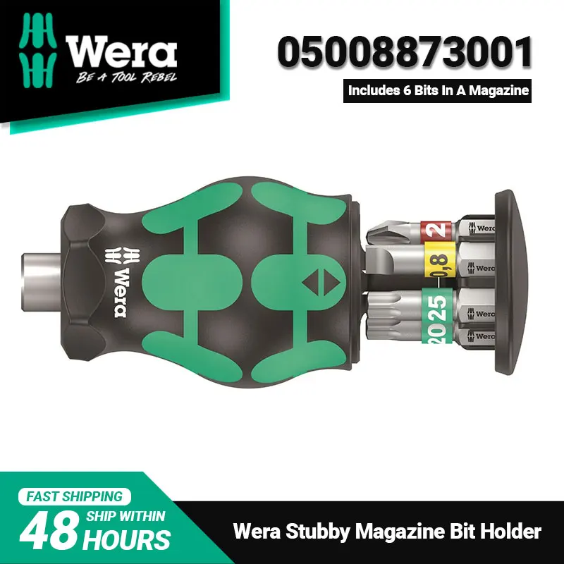 Wera 05008873001 Kraftform Kompakt Stubby with SL/PH/TX Bit Storage 4.5-inch 108Grams Storage Stubby Magazine Bit Holder