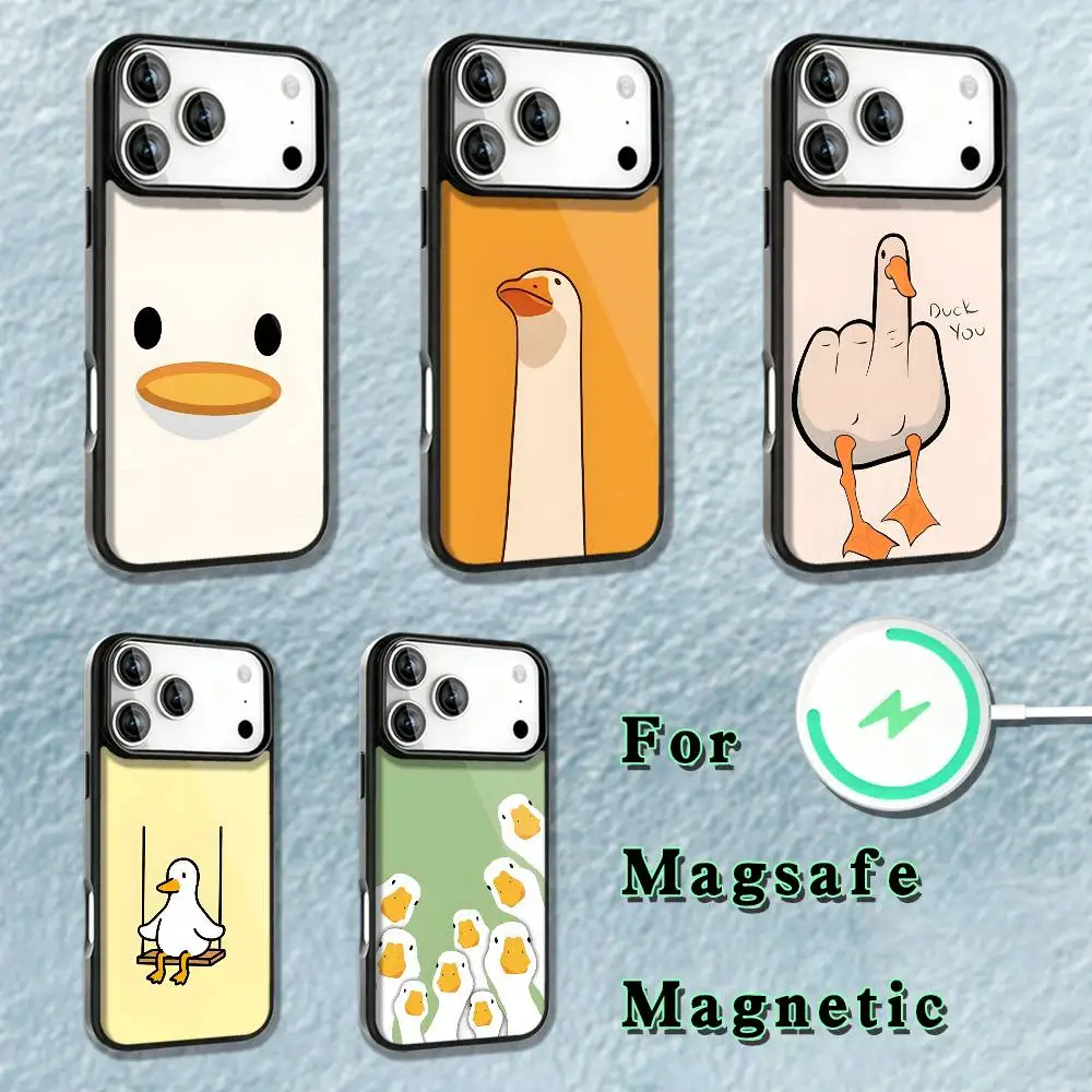 

Чехол для телефона с мультяшной забавной уткой для iPhone 17,16,15,14,13,12,11, Pro, Max, Plus, Mini, SE4, E с магнитной беспроводной зарядкой Magsafe