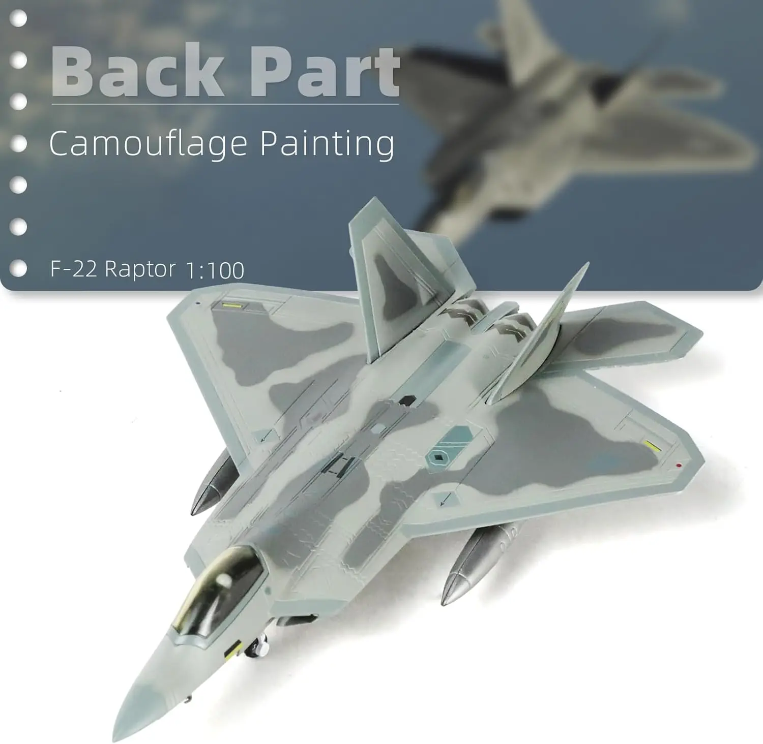 1/100 Scale F-22 Diecast Metal Fighter Jet Model Stealth Aircraft Alloy Model with Stand for Adult Military Collections or Gift