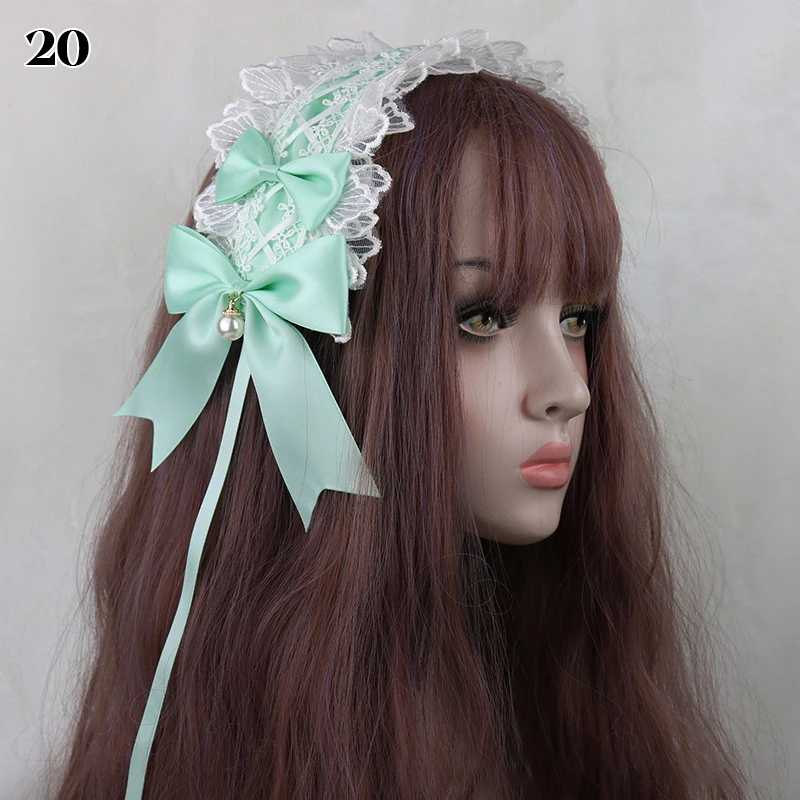 Japanese Style Sweet Lolita Bowknot Headdress Ruffled Lace Hair Hoop KC Lolita Headband Maid Cosplay Hair Accessories