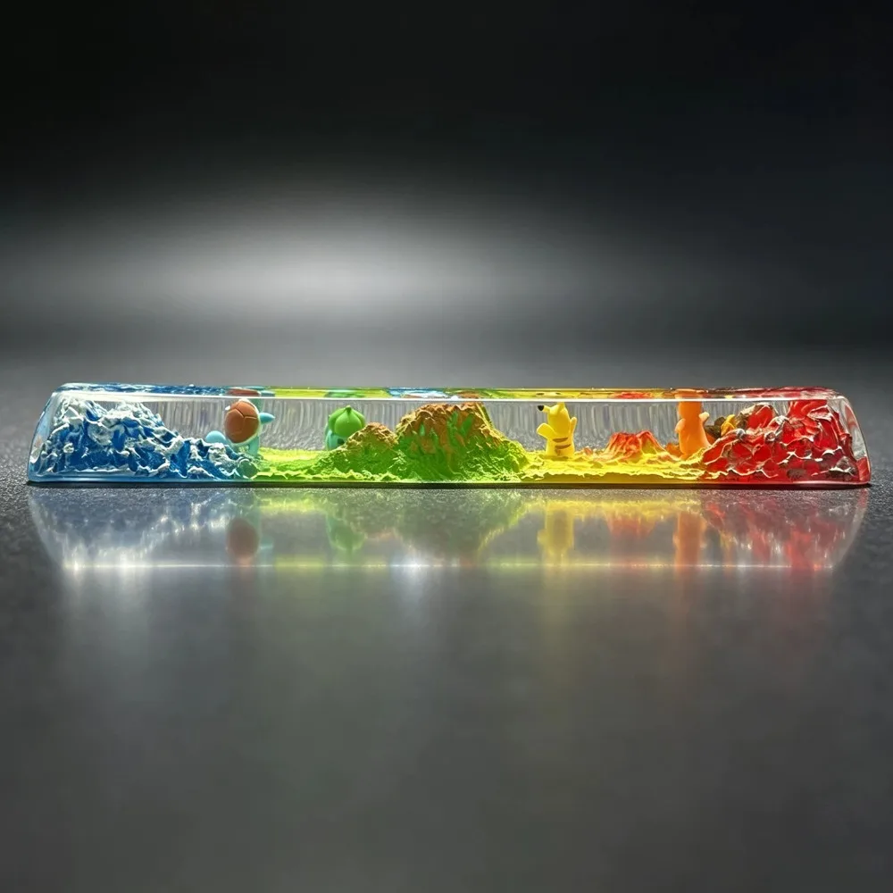 Pokémon Three-dimensional Keycap Eevee Resin Spacebar‌ Volcanic Forest Scene Cross-axis Mechanical Keyboard Game E-sports view 5