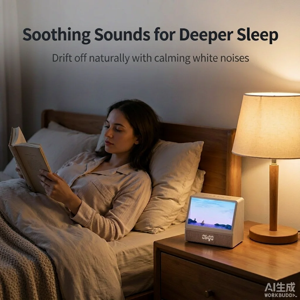 Wake Up Light Sunrise Alarm Clock, Wooden Seascape White Noise Machine Bluetooth Speaker, Dimmable Sleep Aid for Bedroom Decor