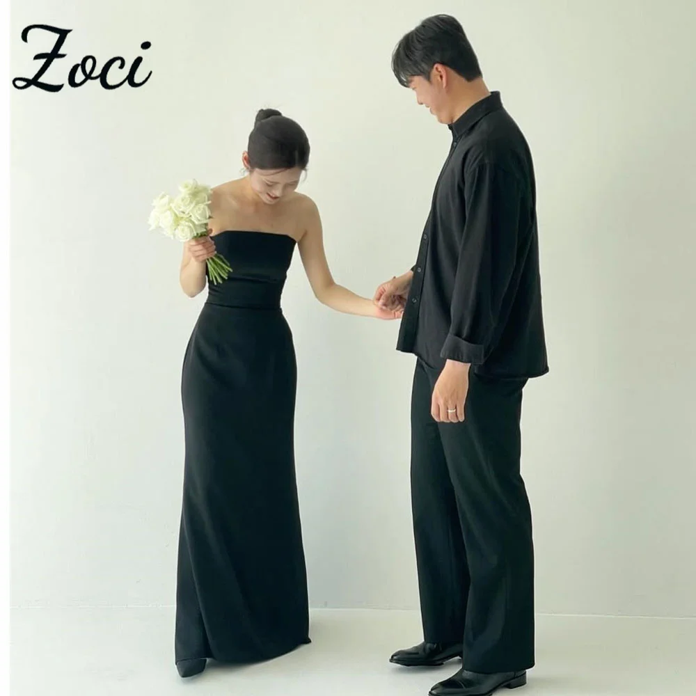 

Zoci Elegant Strapless Kore Wedding Dress Elastic Satin Jacket Top Customized Photos Shoot Dress Backless Mermaid Bride Gown