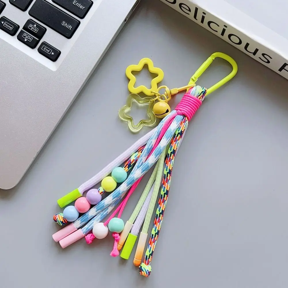 Fashion Y2K Braided Rope Keychain Colorful Creative Long Tassel Bag Charms Handmade Bag Pendant Keychain Bag Accessories