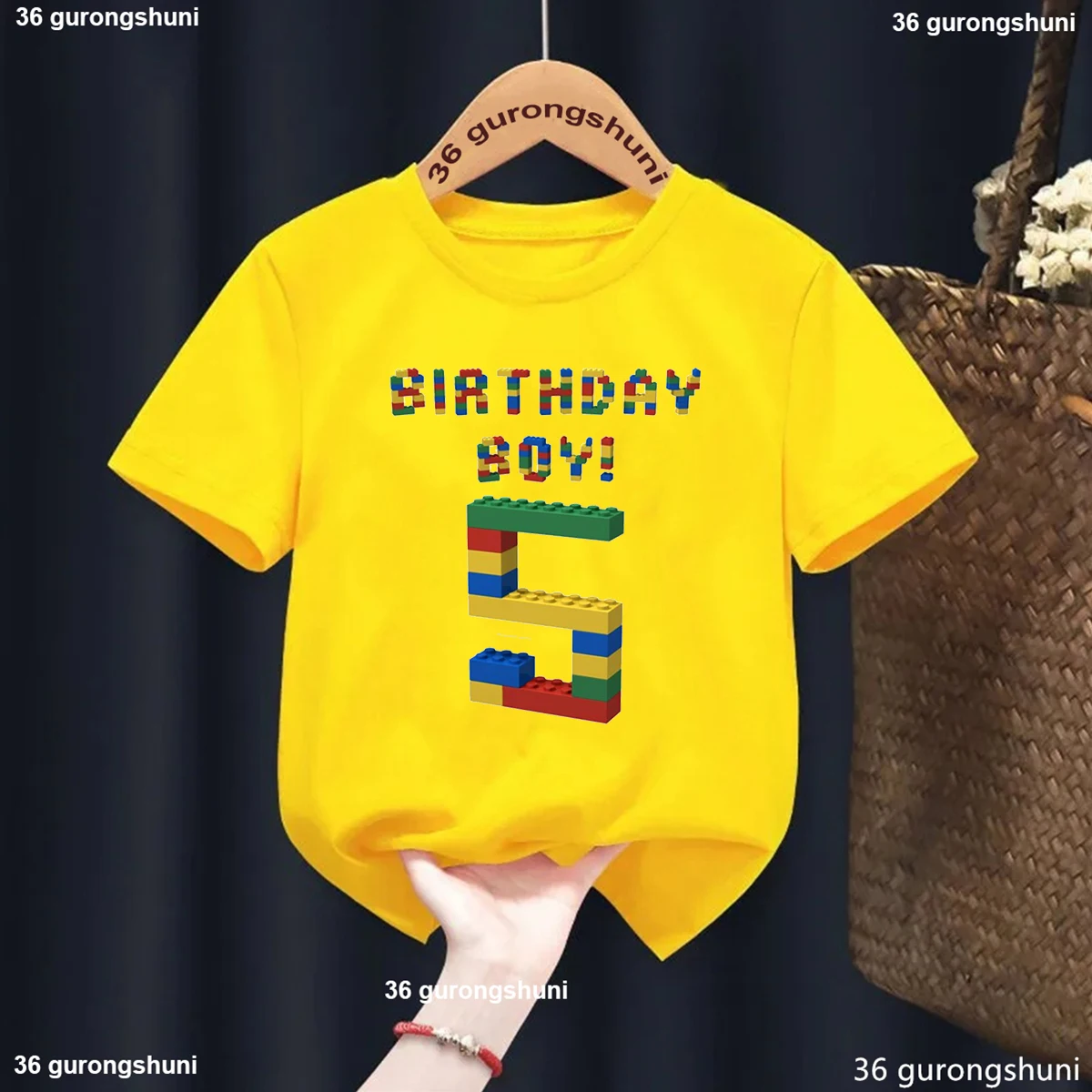Old Block Building 5th Birthday Boys Printed T Shirt Funny Kids Clothes Summer Fashion Short Sleeve T-Shirt Harajuku Shirt
