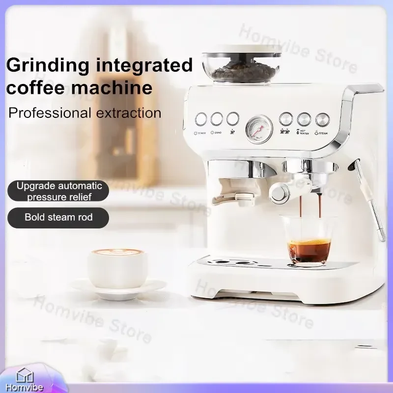 Electric Coffee Grinder and Maker Machine 20 Bar Espresso Machine with Built in Conical Burr Grinder Programmable Timer for