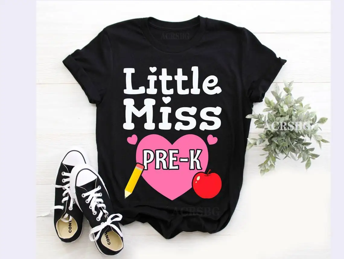 Teach Love Inspire Women T Shirt Little Miss Pre-k Cute Heart Love Tee Shirt My Heart That Field Football T-shirt O-Neck Clothes