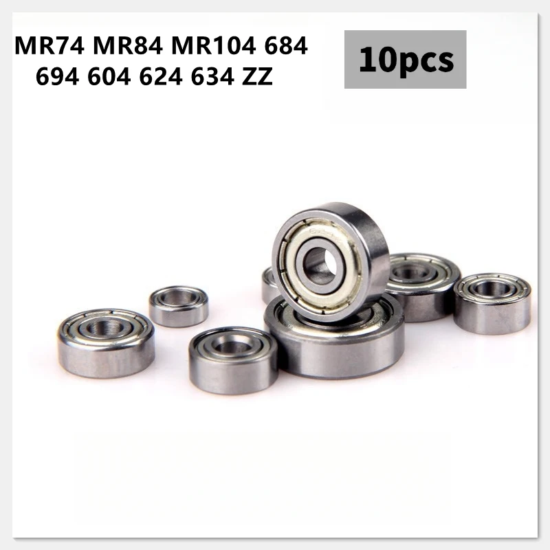 10pcs Miniature Bearing MR74 MR84 MR104 684 694 604 624 634 ZZ 4x7x2.5 4x8x3 4x9x4 4x10x4 4x11x4 4x12x4 4x13x5 mm