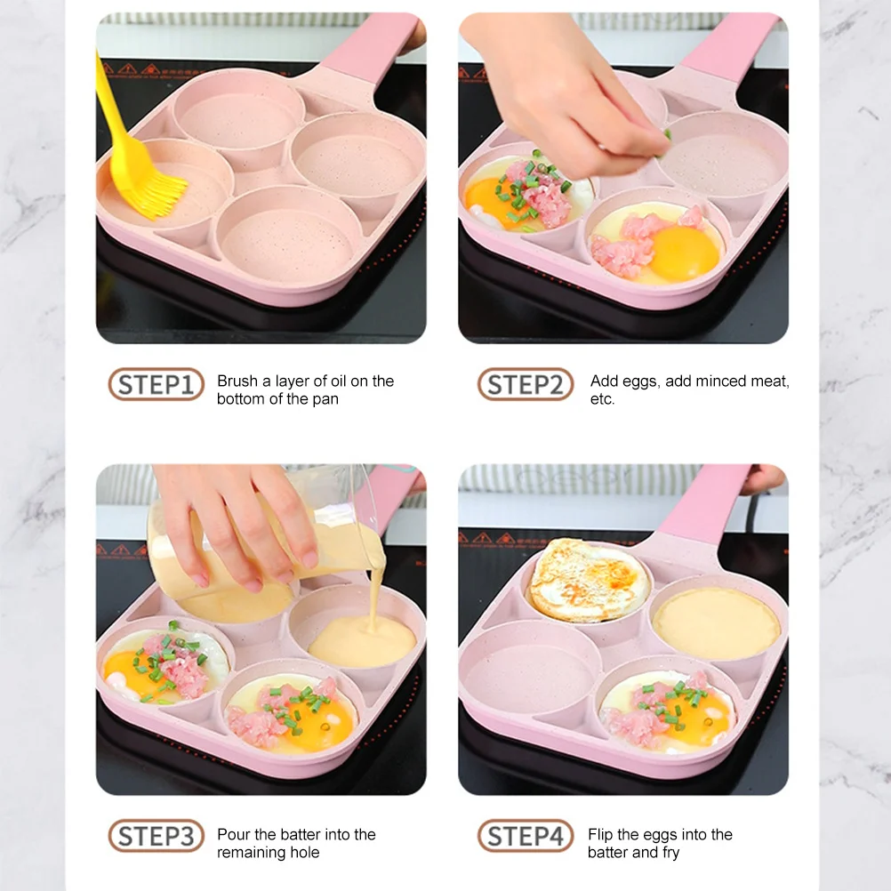 

Aluminium Alloy Non-Stick Frying Pan 4-Hole Egg Cooking Pan for Breakfast Making Creative Wear-Resistant Bottom Even