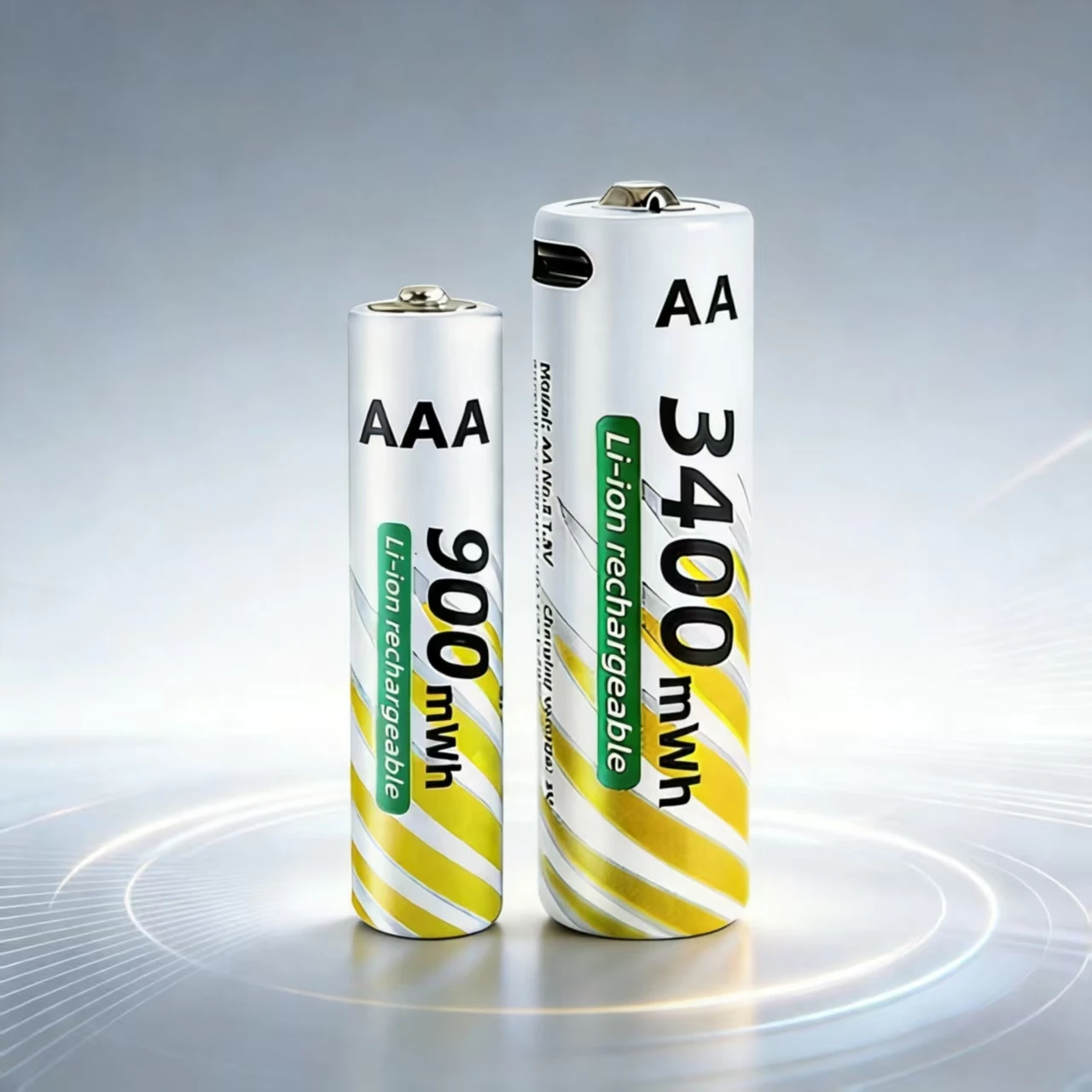 

USB-C Fast Charge Lithium-ion AA and AAA Rechargeable Batteries, 3400mWh AA + 900mWh AAA Ideal for Daily Electronics & Toys