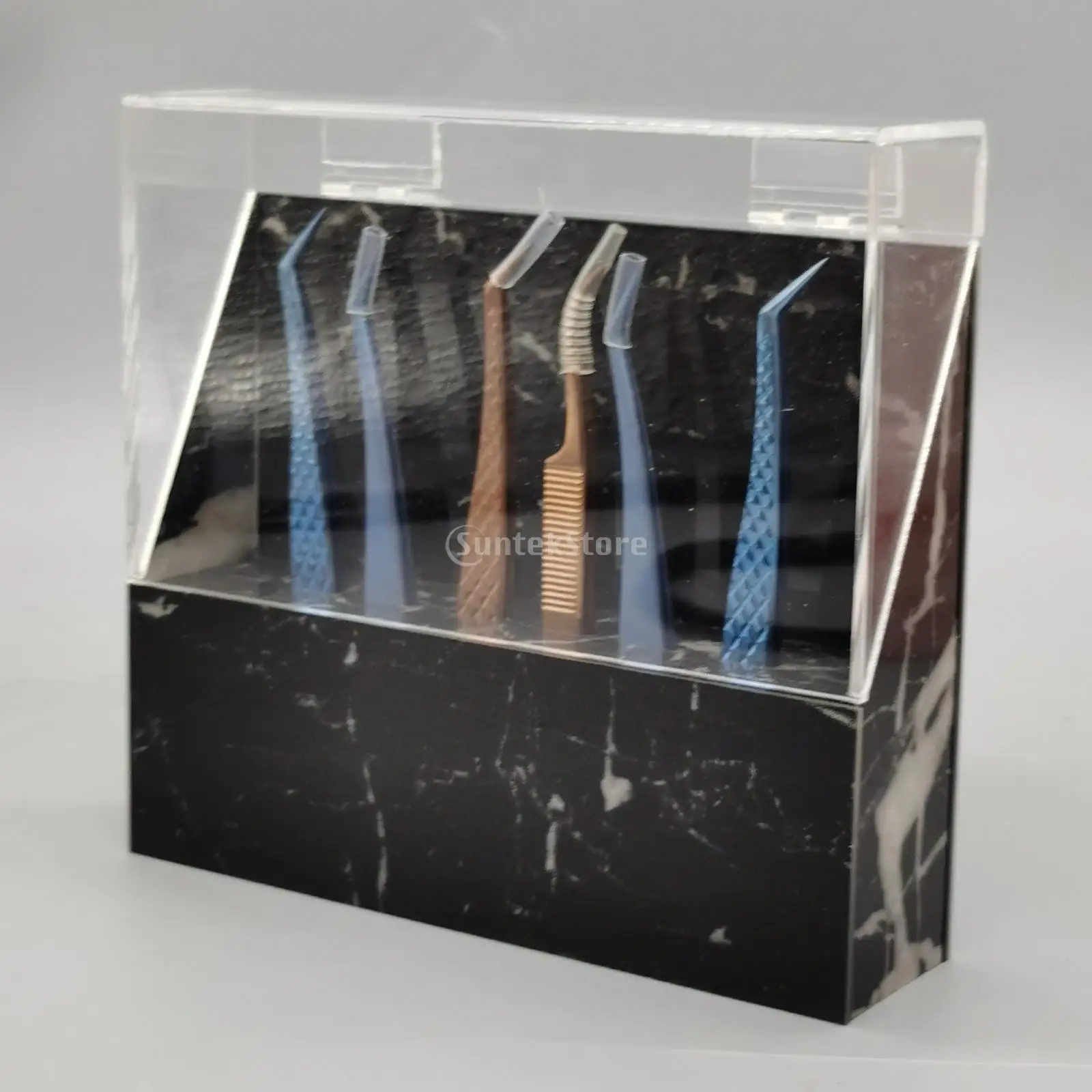 Support de pincettes à 8 fentes, Extension de cils, support de pincettes en acrylique, support d'étagère, étui de rangement avec couvercle anti-poussière