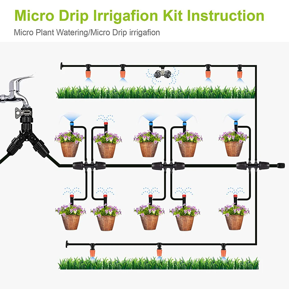 

200FT Quick-Connect Drip Irrigation System Kit with 1/2 Inch Hose 1/4 Inch Distribution Tubing Automatic Irrigation System