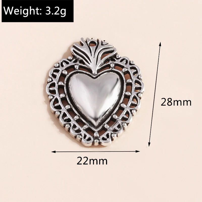 Leslie 10 Stück Vintage Flammen-Heiliges-Herz Talisman-Anhänger aus Legierung, Dornen-Heiliges-Herz-Anhänger für DIY-Schmuckherstellung – Detail 12