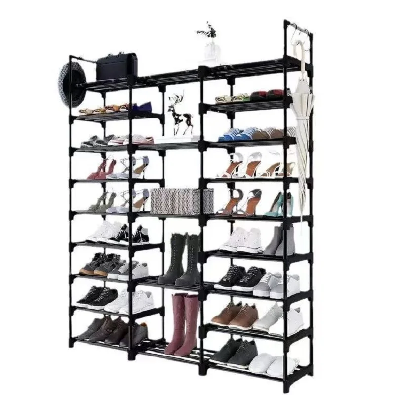 Metall-DIY-Schuhregal für 50-55 Paar, Schwarz