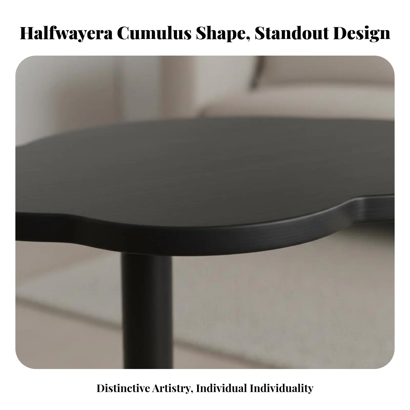 Mesa de Pedestal con Forma de Puff, Mueble Móvil para el Hogar, Diseño Minimalista de Forma Irregular para Propietarios, Junto al Sofá