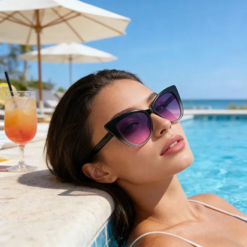 Women's Fashion Simple Gradient Color Matching Sunglasses Cat Eye Glasses For Outdoor Events Fashion Shows