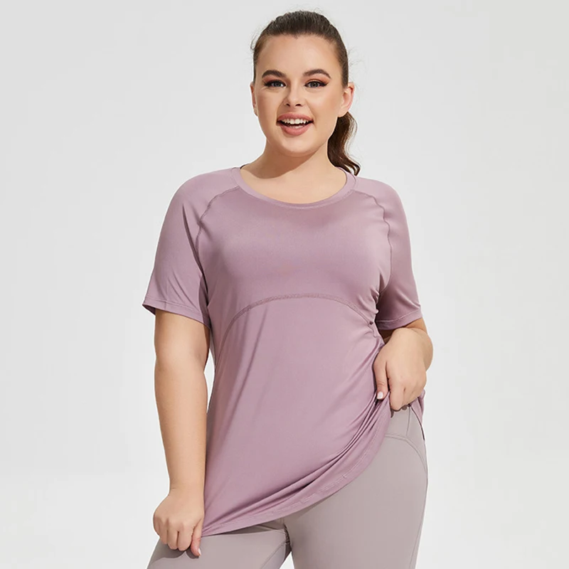 

Oversized Long Hip Covering Women Yoga T-shirt Mesh Back Breathable Short Sleeve Running Fitness Top Running Shirts Sportswear