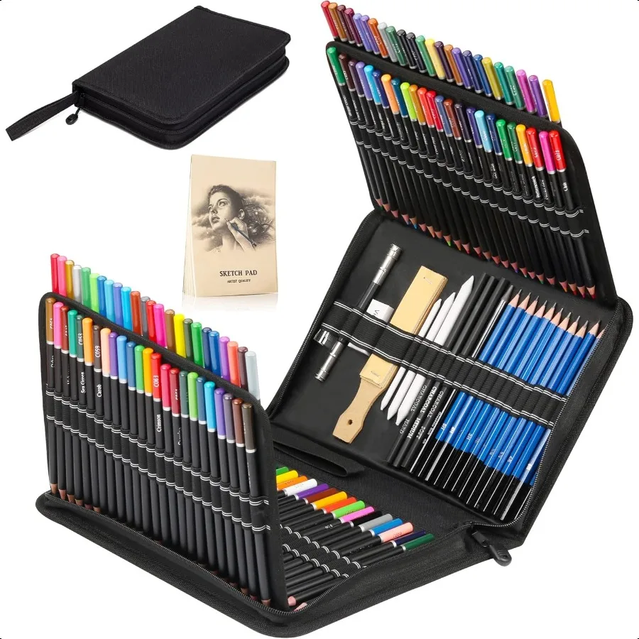 

Premium 144 Drawing Pencil Setincluding 120 Colored Pencils and 24 Sketch Kit Art Pencil Kit in Zippered Travel Case for Drawin