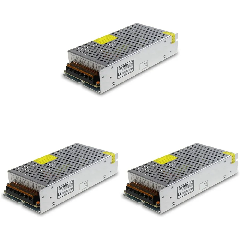 Best-3X DC 12V 15A 180W Interruptor de transformador de fonte de alimentação AC 110V / 220V para DC 12V 20Amp Conversor de adaptador de comutação LED (15A)