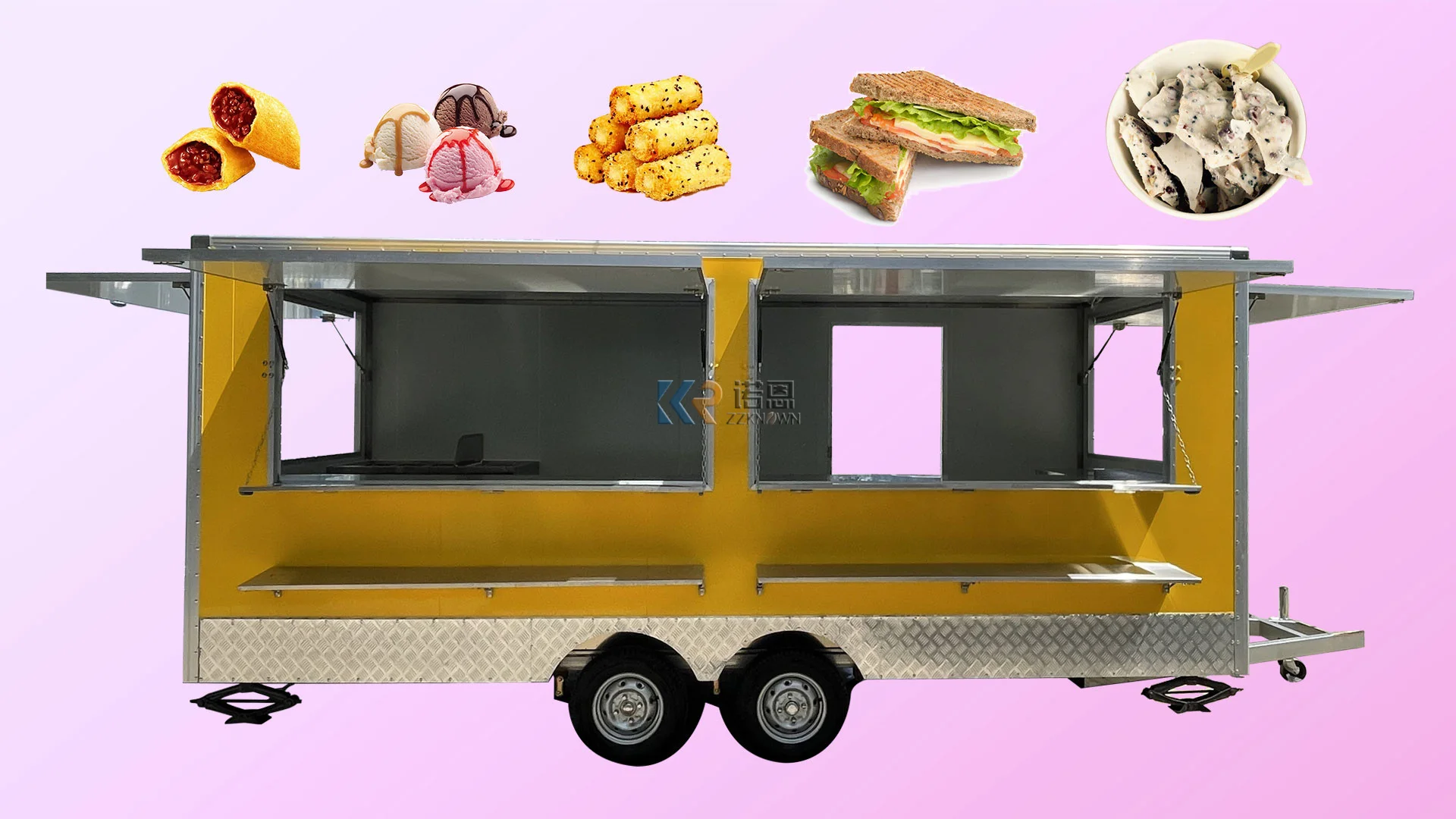 CE DOT Food Truck Support Customization Stainless Steel Snack Hot Dog Cart Street Mobile Ice Cream Cart