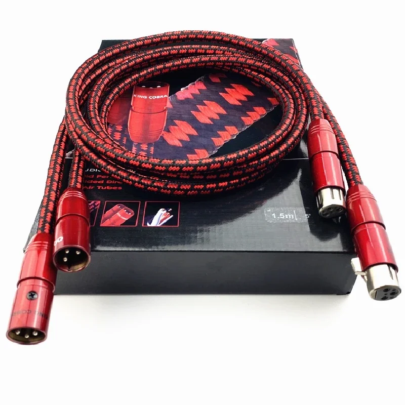 Pair King Cobra HiFi Audio Interconnect Line PSC Copper RCA To XLR Female & Male Balanced Cable with Box