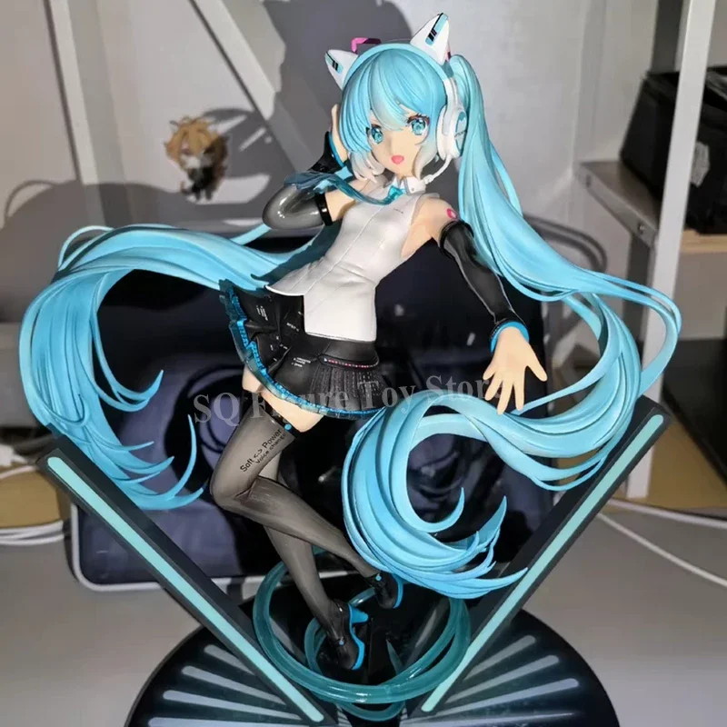 Original F:nex Hatsune Miku Figure Cat Ear Headphones Ver Miku Vocaloid Action Figurine Anime Pvc Model Collection Doll Toy Gift